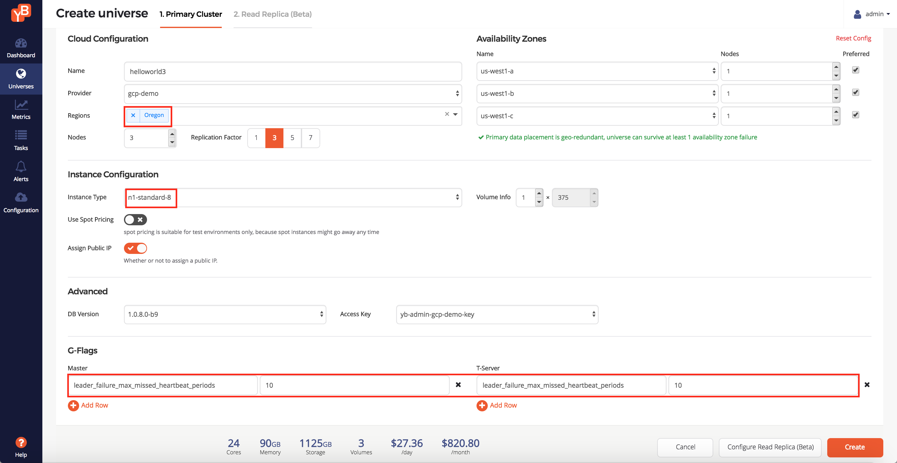 Create Primary Cluster on GCP